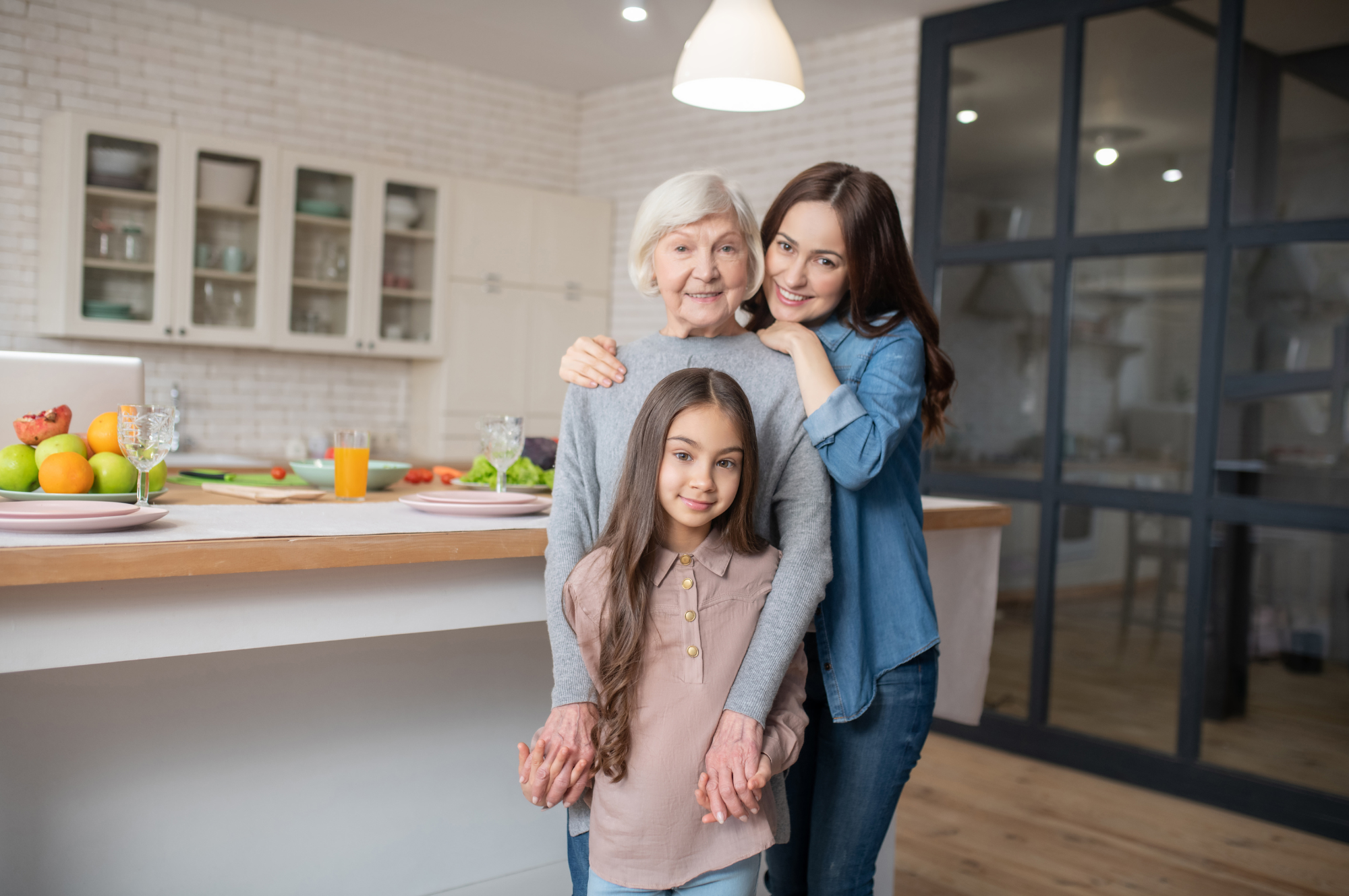 Sweet Family in their kitchen